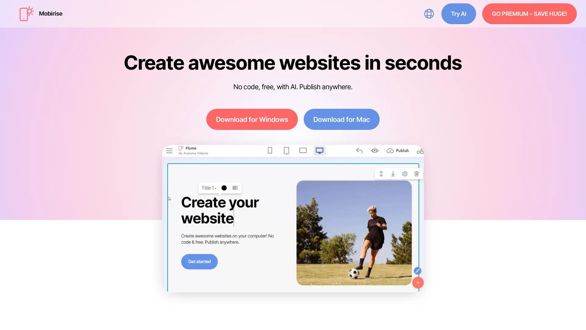 Mobirise screenshot