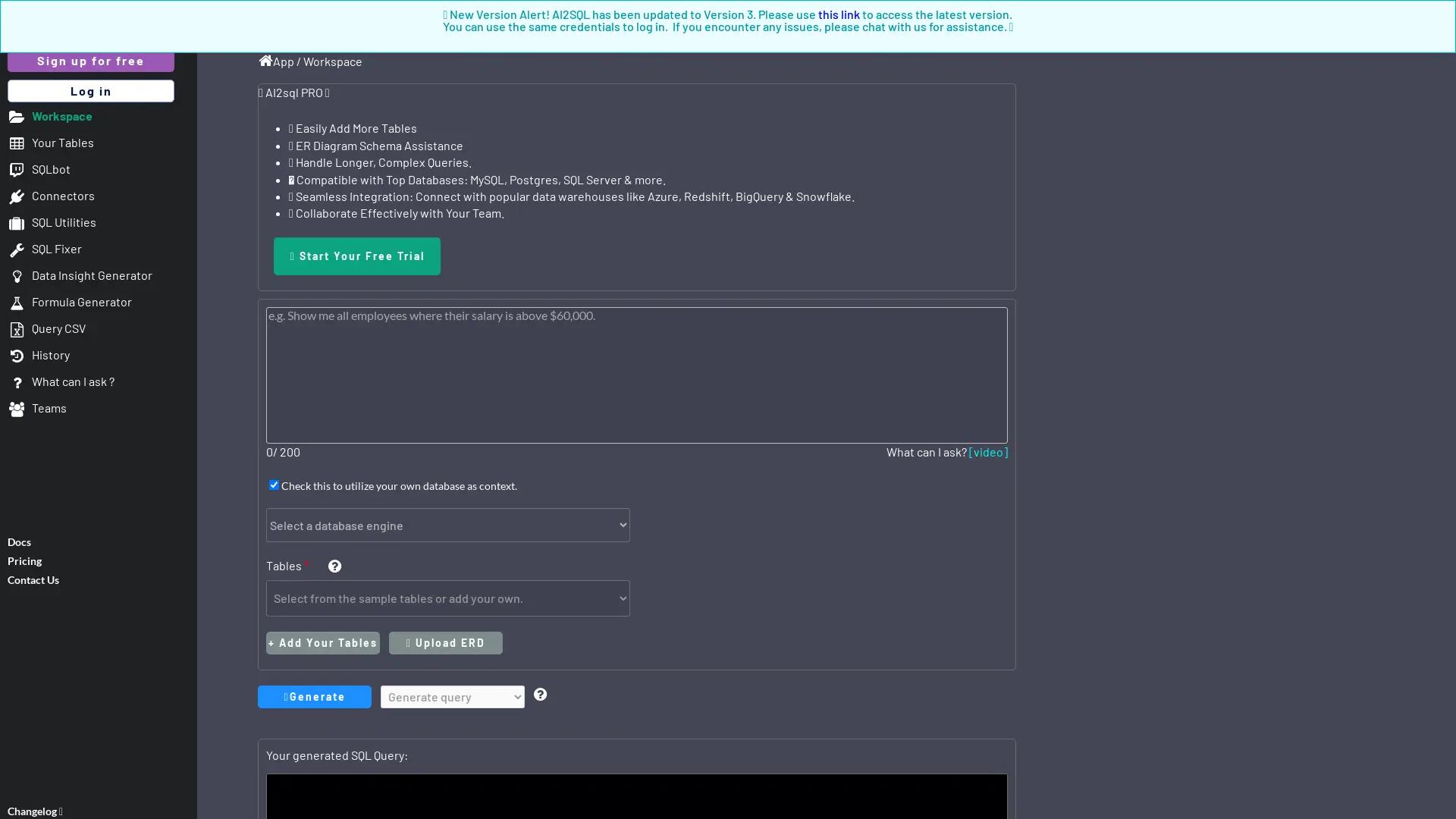 AI2sql screenshot