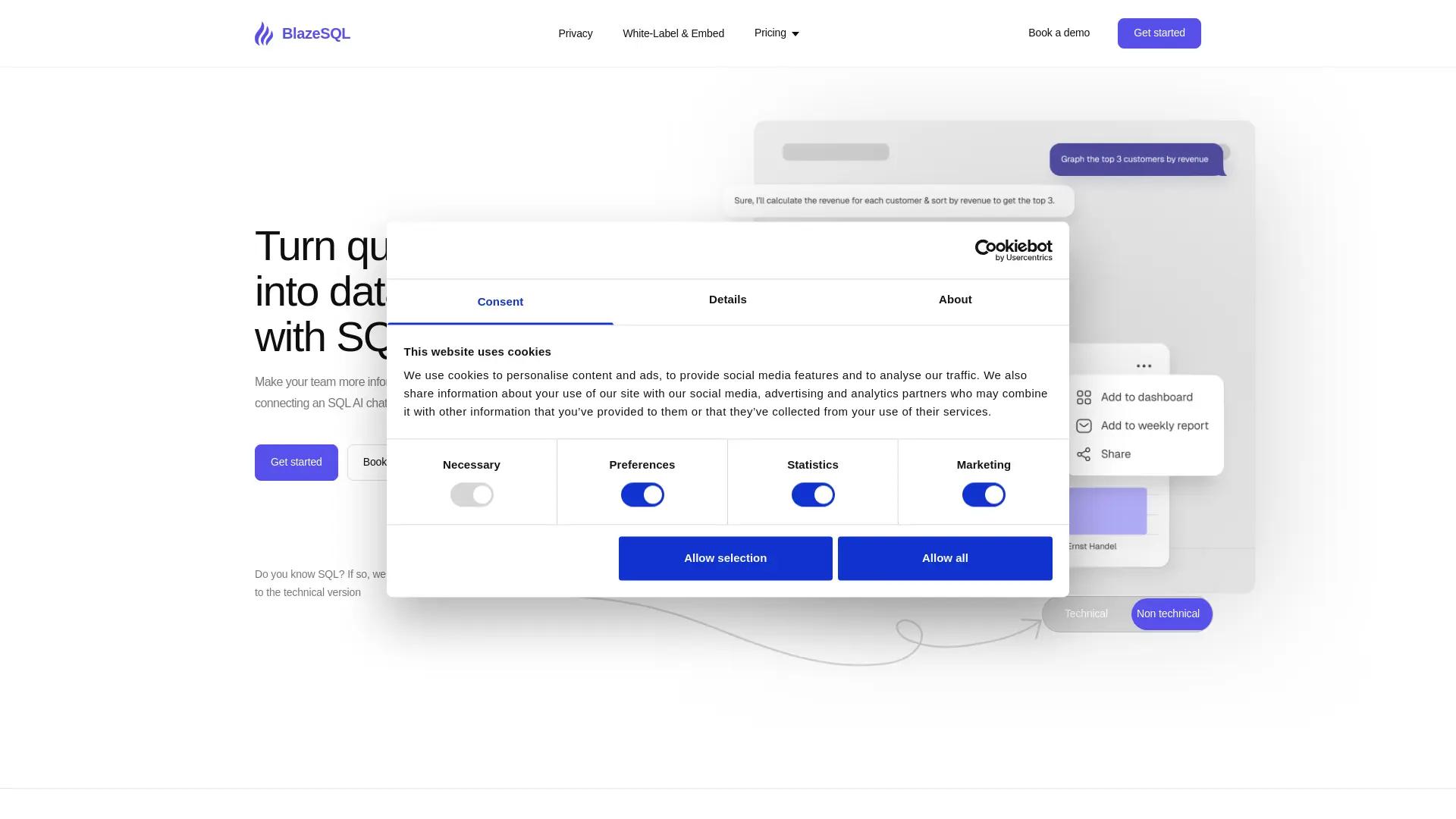 BlazeSQL screenshot
