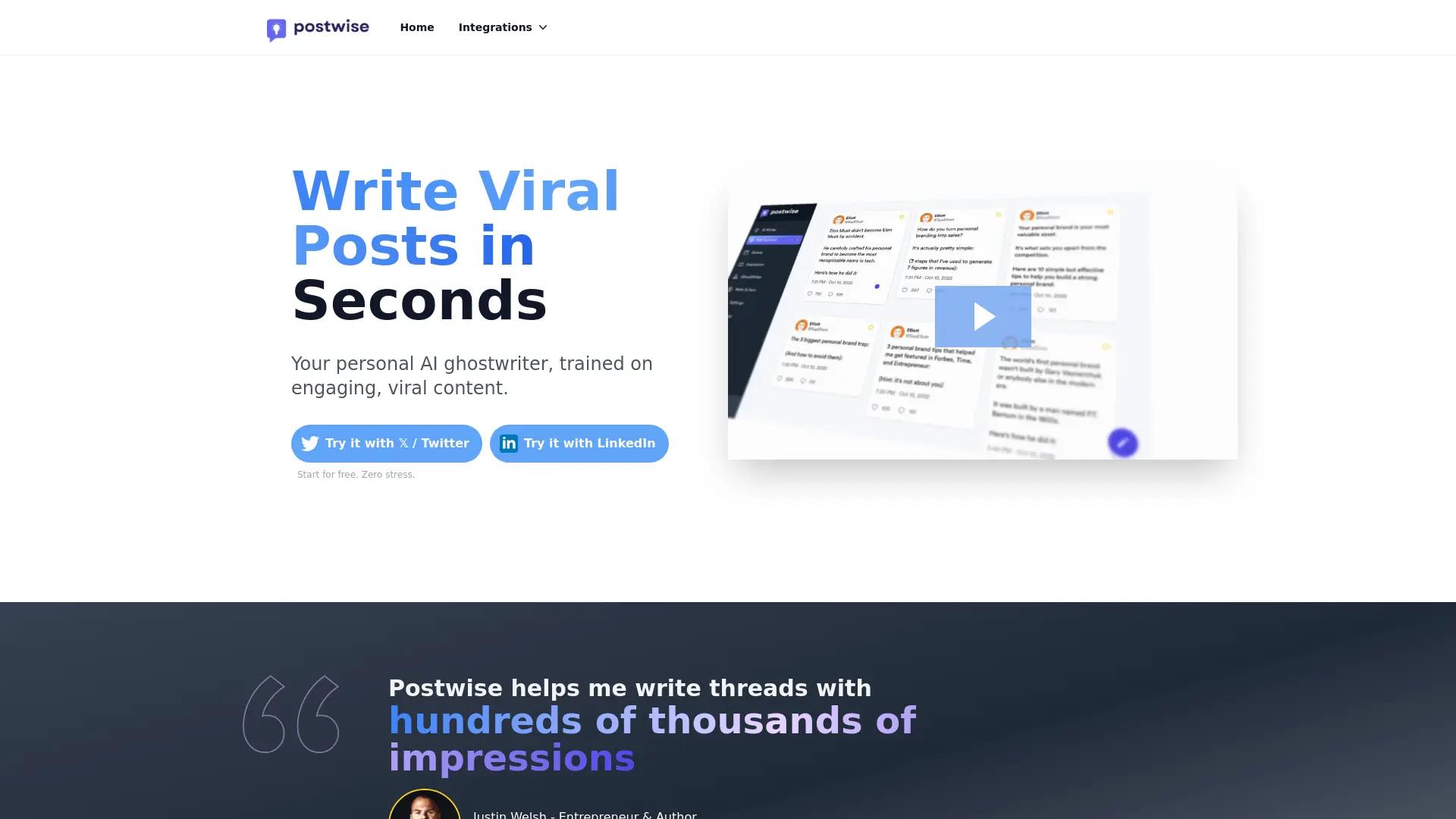 Postwise screenshot