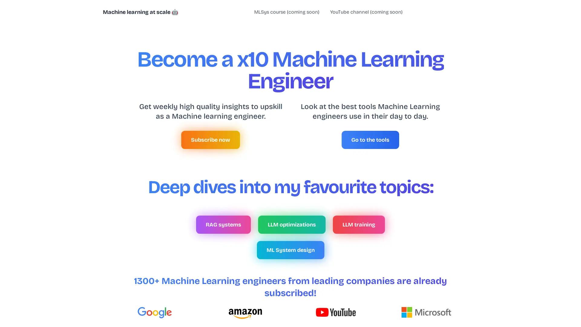 Machine learning at scale screenshot