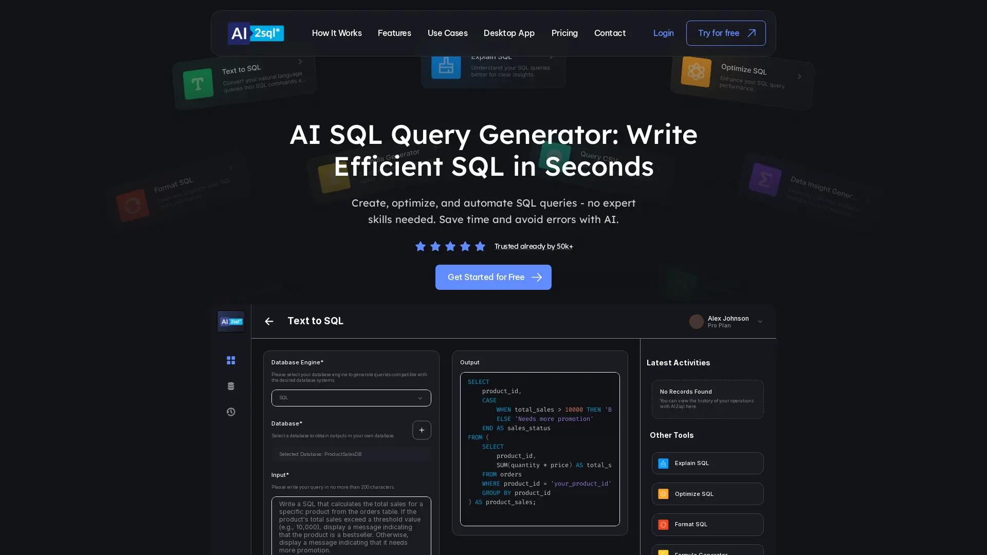 AI2sql screenshot