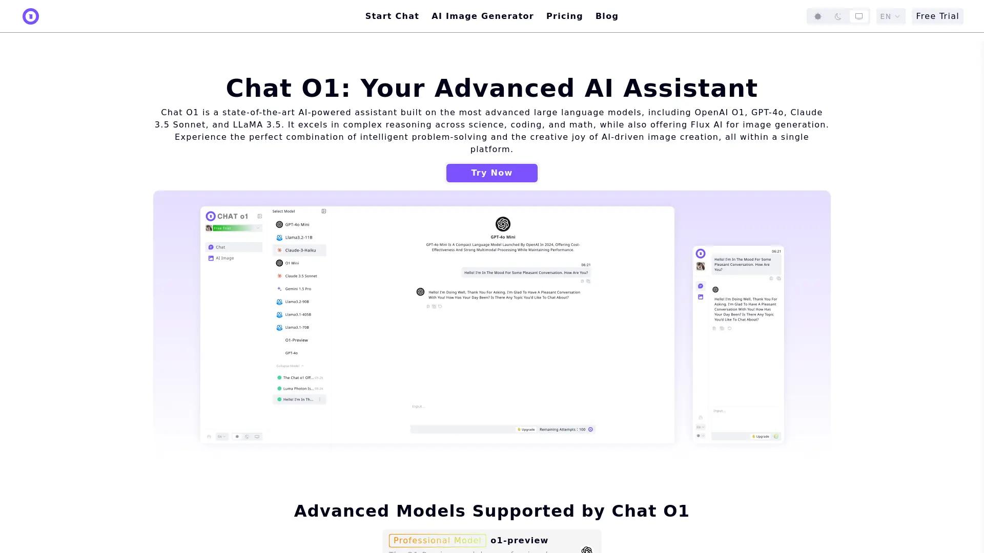 Chat O1 screenshot
