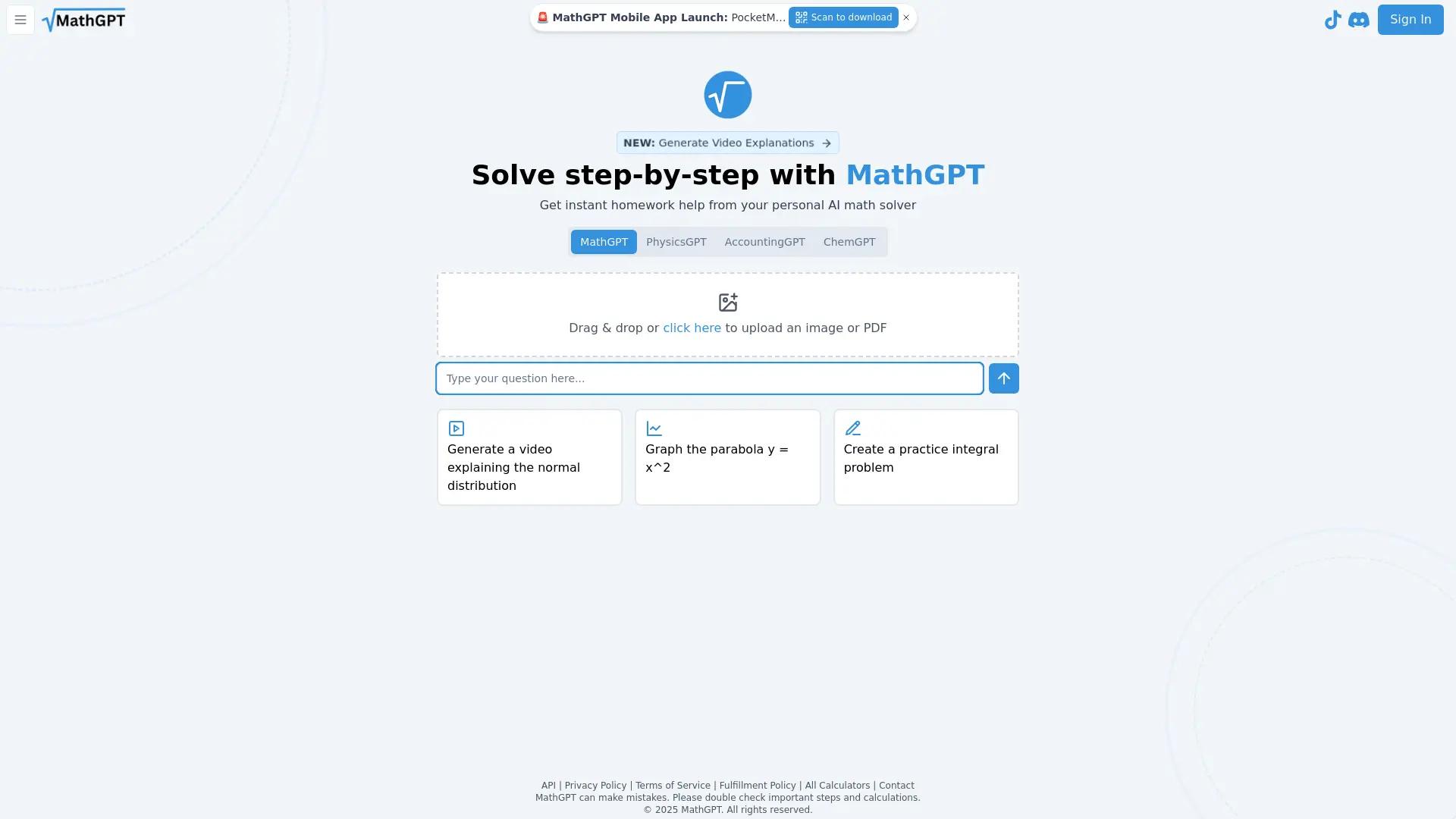 MathGPT screenshot