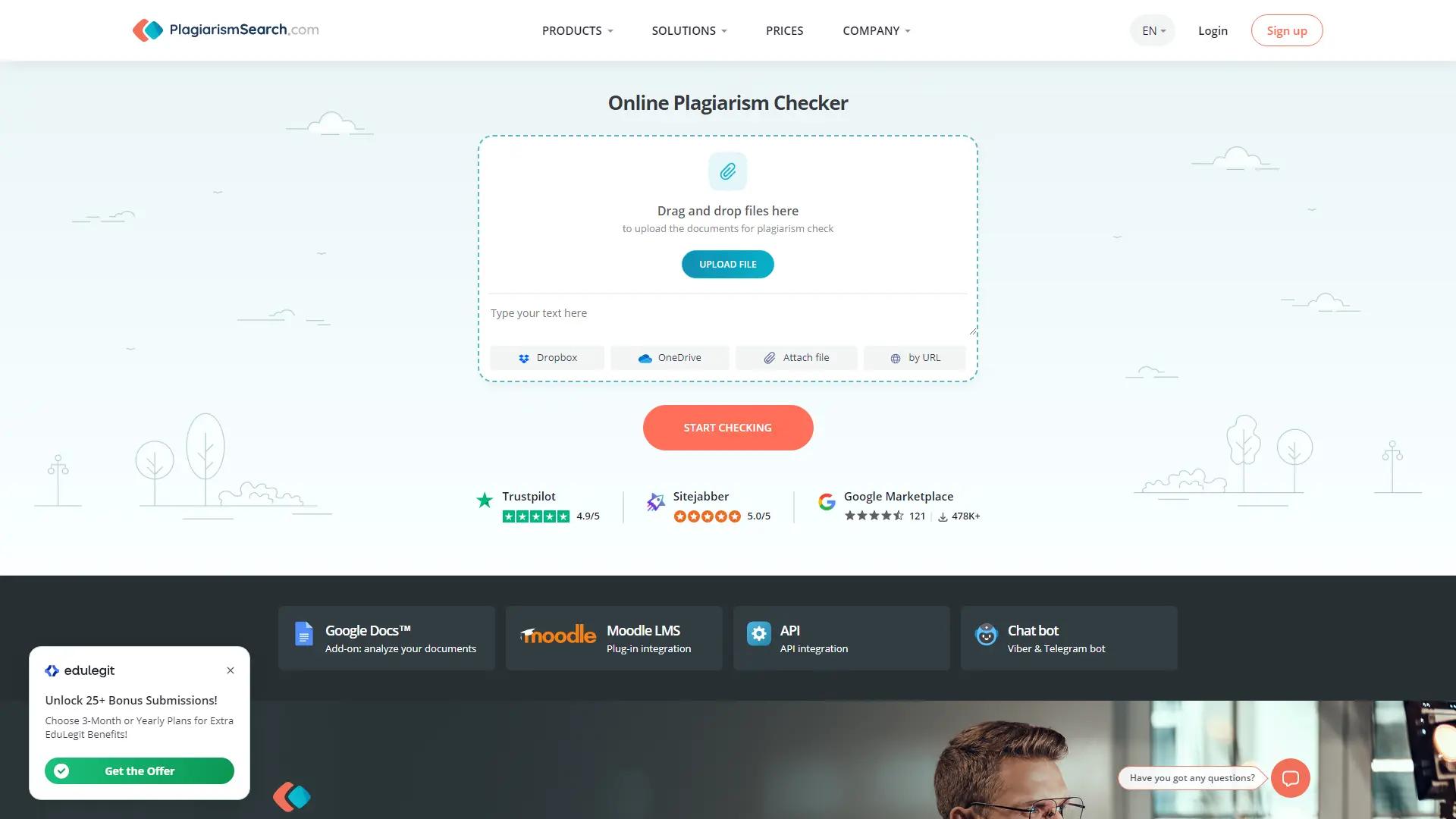 Plagiarismsearch screenshot