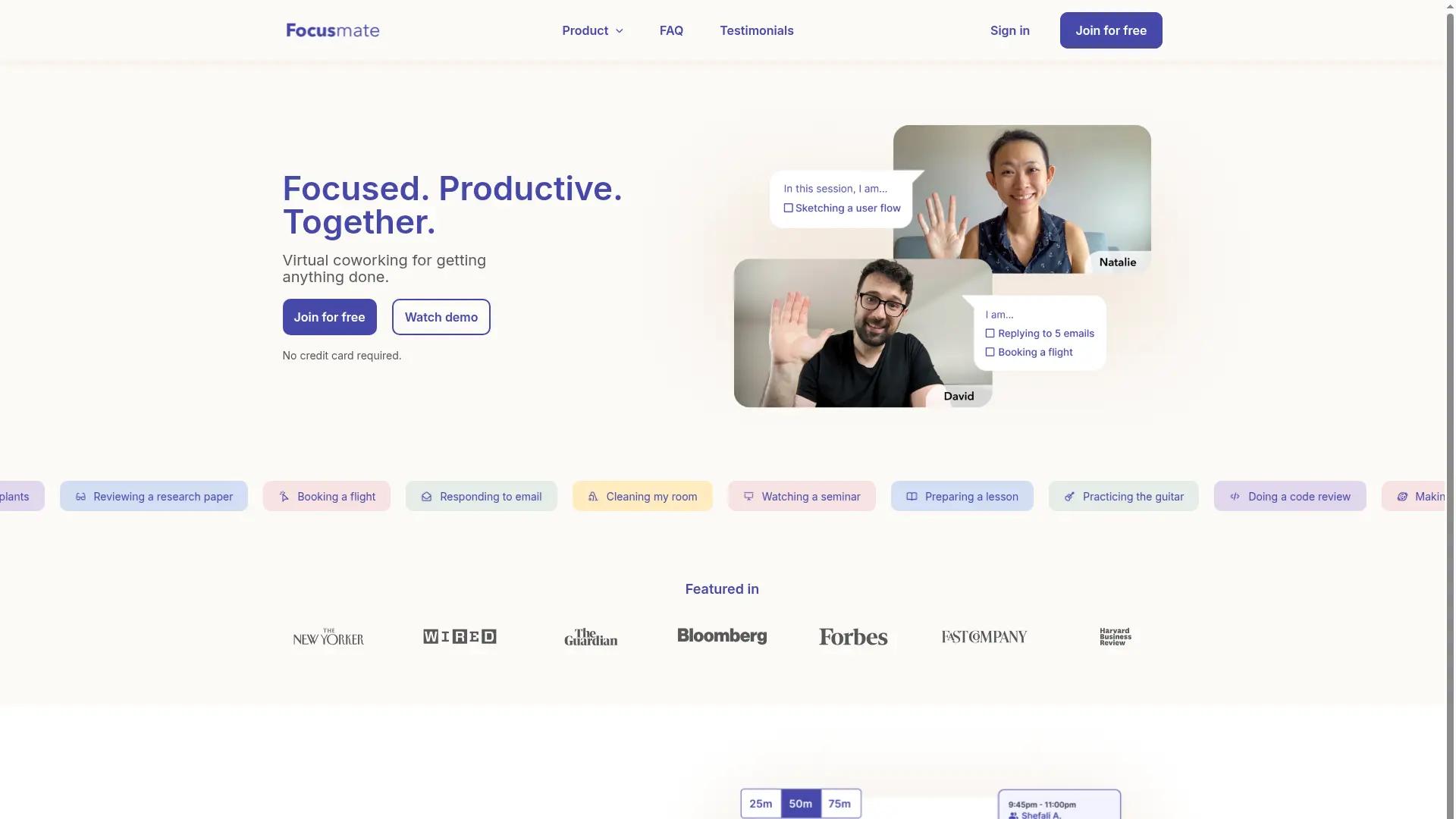 Focusmate screenshot