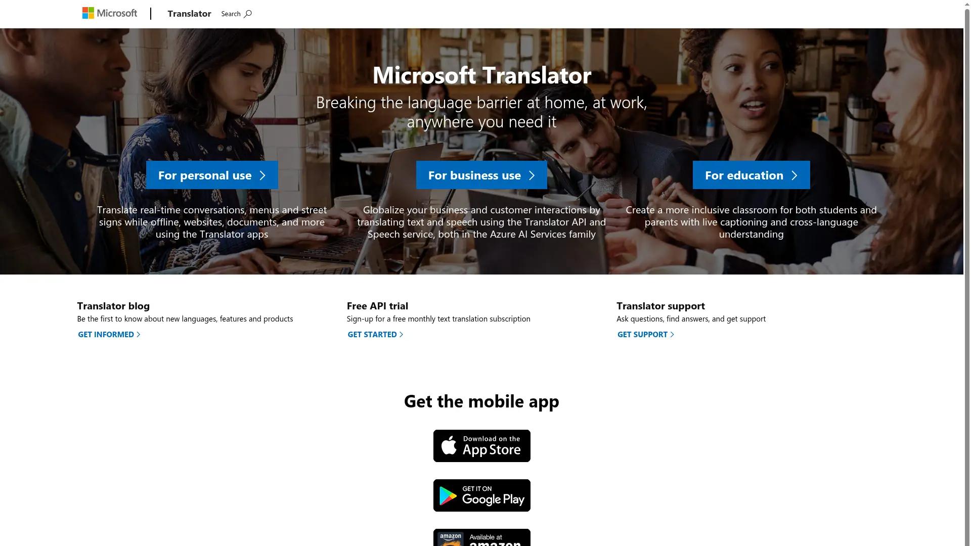 Microsoft Translator screenshot