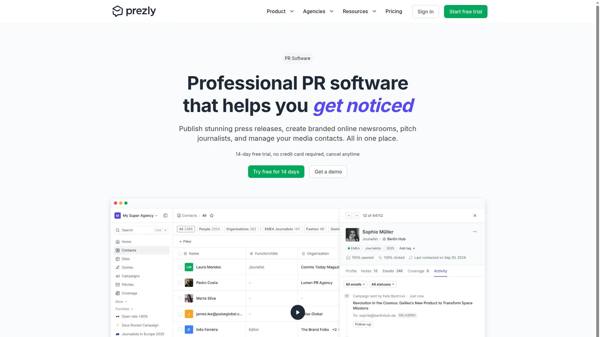 Prezly screenshot