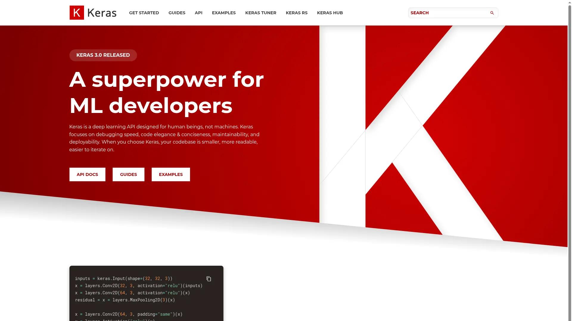 Keras screenshot