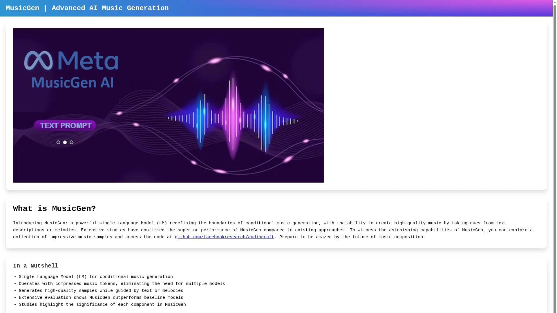 MusicGen screenshot