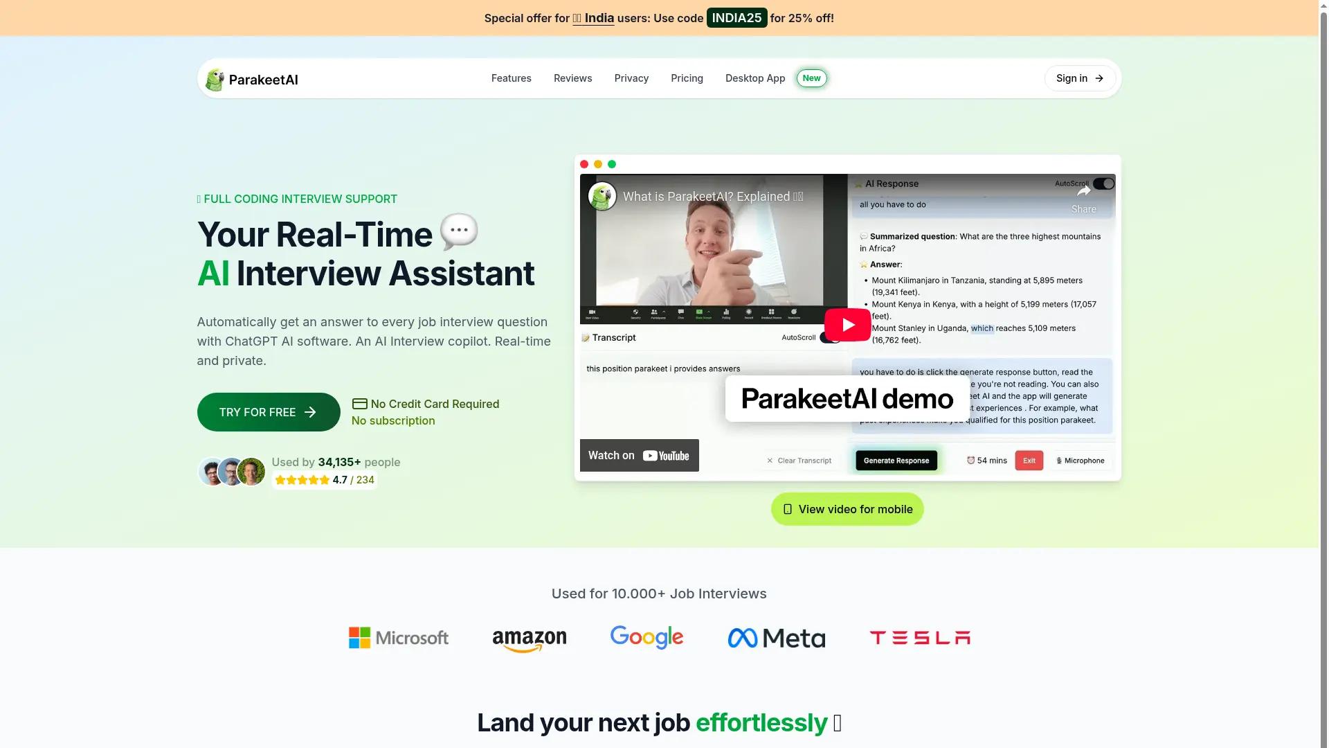 ParakeetAI screenshot