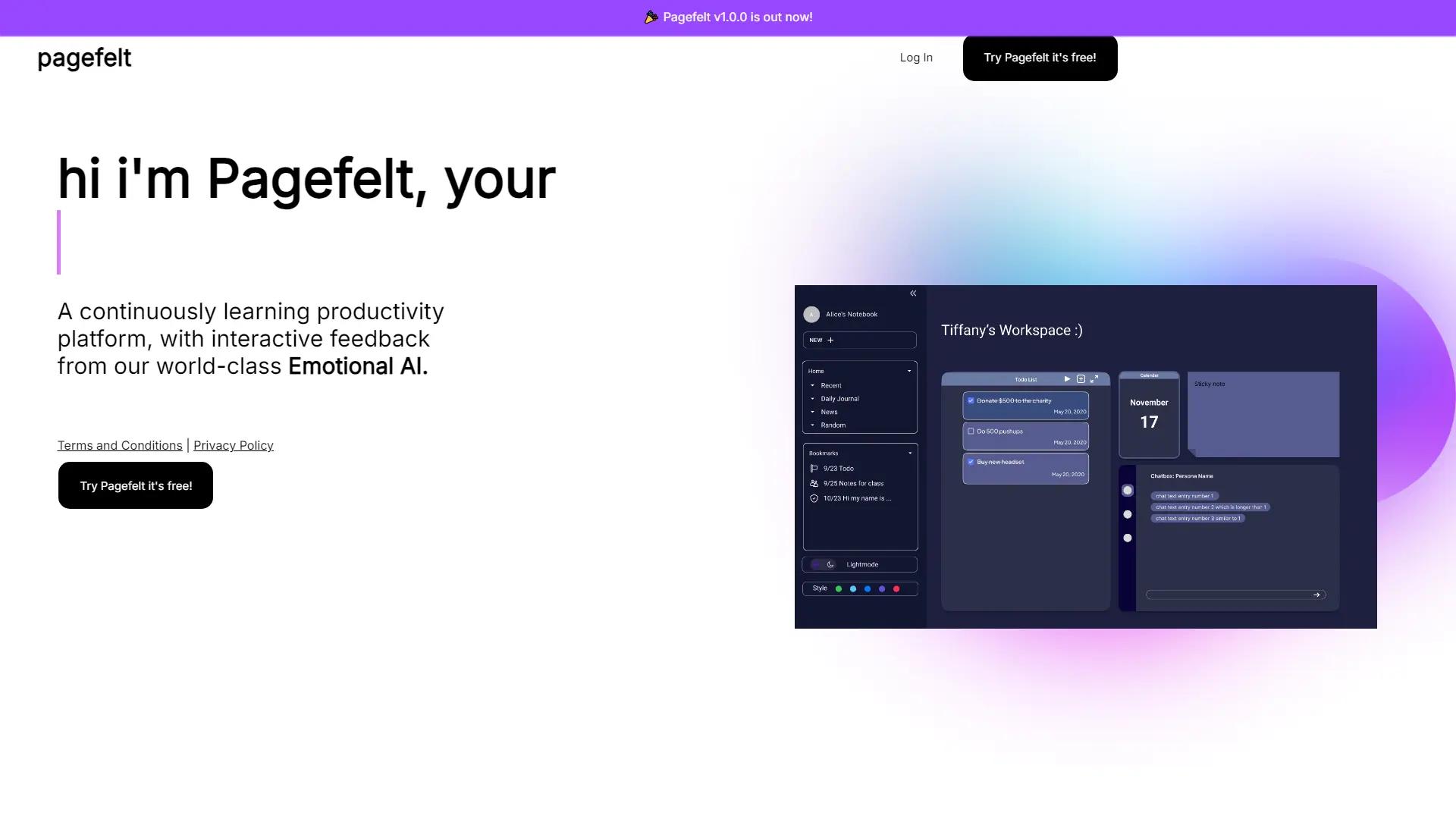 Pagefelt screenshot